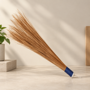 Home minimalist natural fiber broom still life