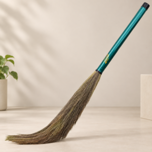 Home teal nirma broom in warm minimal studio